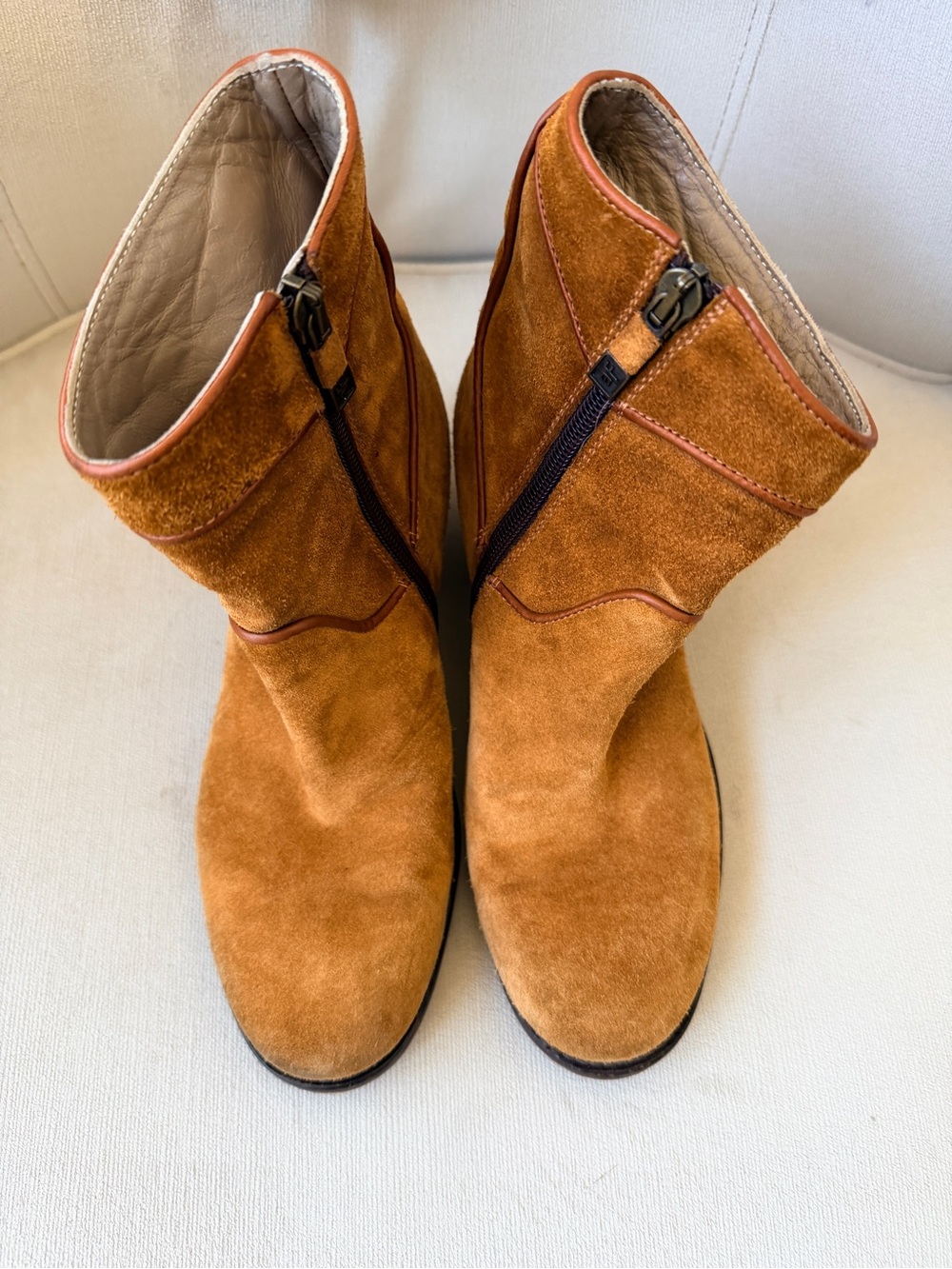 Alberto Fermani Women’s Suede Mid-Calf Boots in Cognac Brown